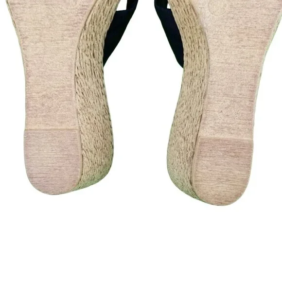 ✅Womens 8M Italian Shoemakers Sandals Wedge Heel Slip On Black Made in Italy - Picture 12 of 16